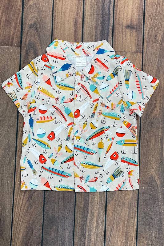 Fishing Lure Button Up