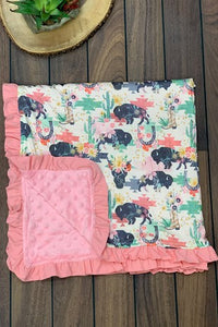 Pink/Navy Buffalo Blanket