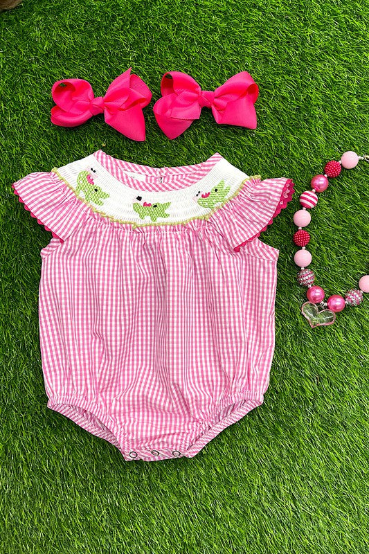 Pink Smocked Alligator Romper