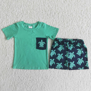 Boys Green Turtle 2pc