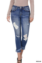 Load image into Gallery viewer, Mid=Rise Distressed Crop Skinny Jeans 37