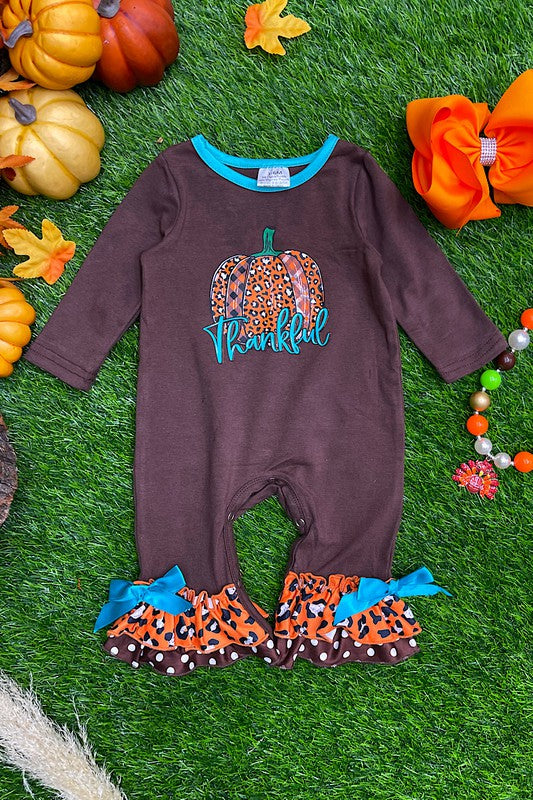 Brown/Turquoise Thankful Romper