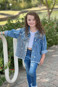 Kids Leopard Denim Jacket