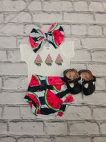 Load image into Gallery viewer, Striped Watermelon Bummie and Bow Set