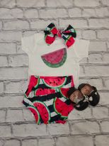 Load image into Gallery viewer, Striped Watermelon Bummie and Bow Set