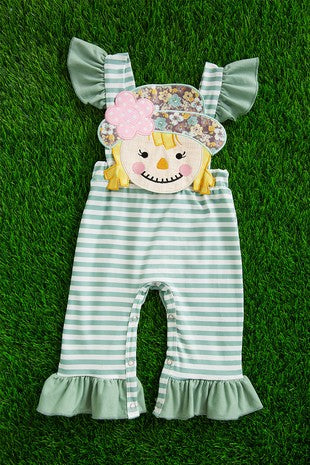 Sage Stripe Scarecrow Romper