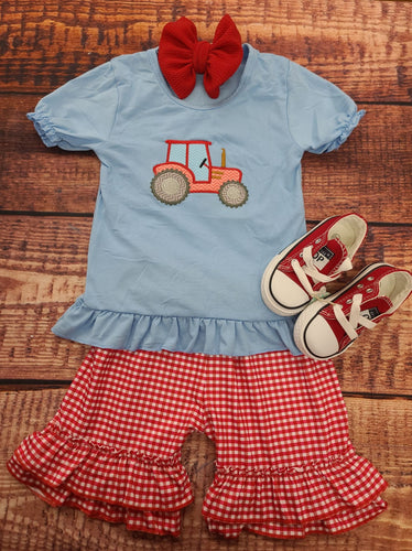 Girls Blue Tractor 2Pc