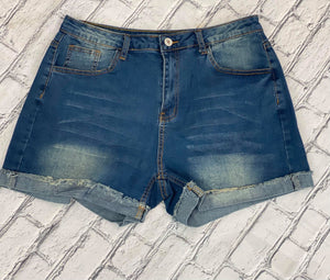 Cuffed Denim Shorts