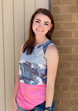 Load image into Gallery viewer, Pink Stripe Camo Tank 59