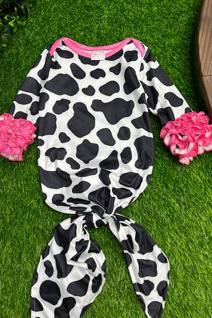 Cow Gown with pink trim