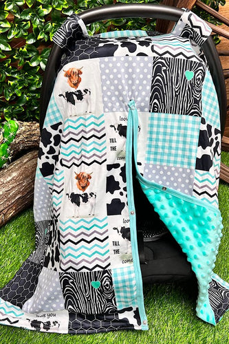 Mint Love you till the cows come home car seat cover