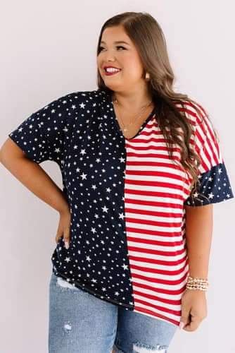 Stars and stripes v neck top