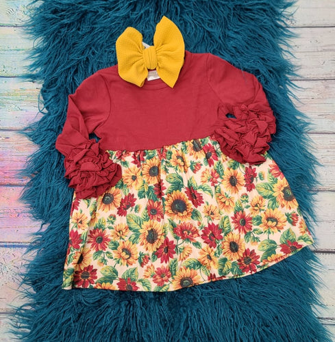 Burgundy Sunflower Dress