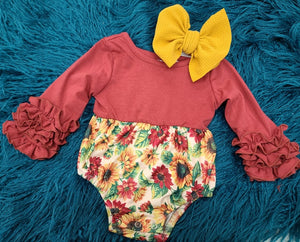 Burgundy Sunflower Onsie