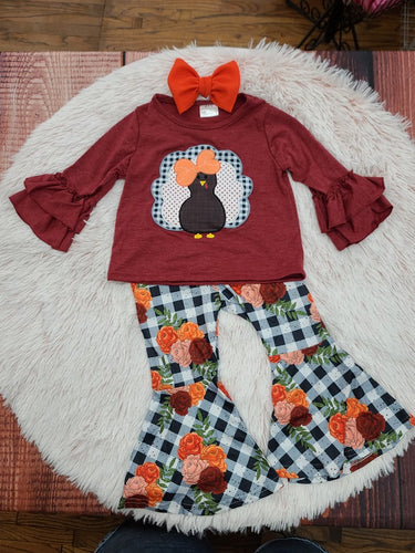 Maroon/Floral Turkey 2PC