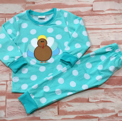 Girls Blue turkey pjs