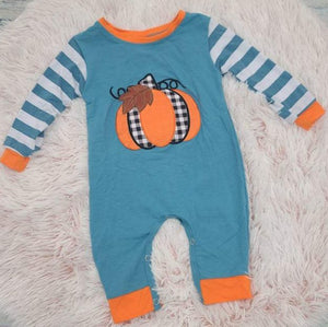 Boys blue pumpkin Romper