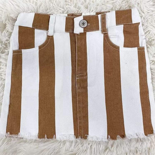 Rust Striped distressed Skirt