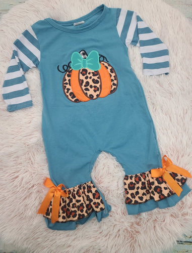 Girls Blue pumpkin romper