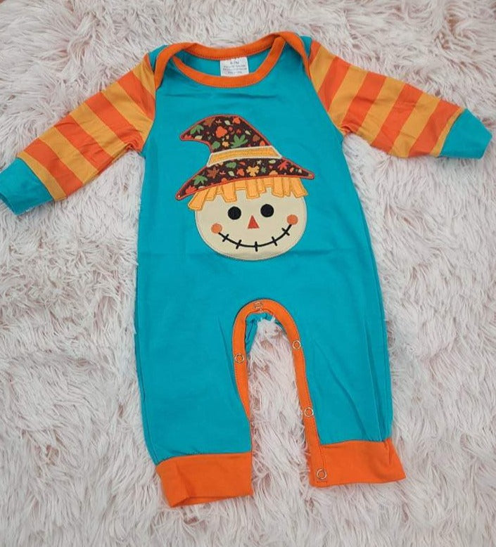 Blue scarecrow romper