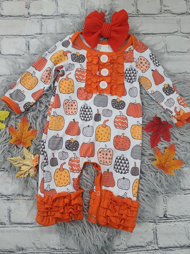 Orange Ruffle Pumpkin Romper