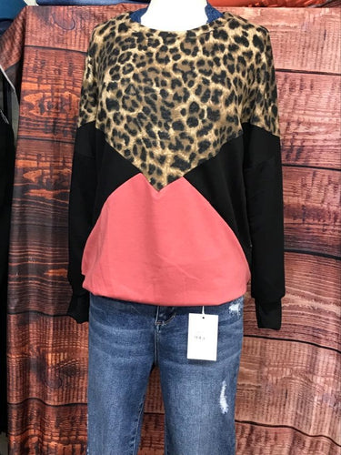 Leopard/pink/Blk Block shirt