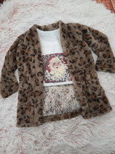 Load image into Gallery viewer, Girls Leopard Fur Cardigan w/pockets