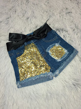 Load image into Gallery viewer, Gold Sequin Patch shorts