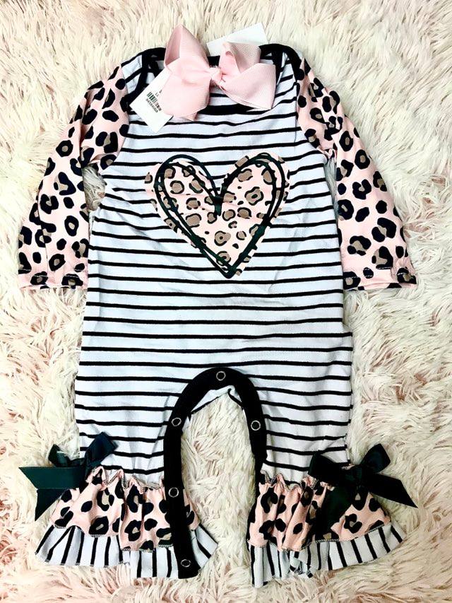 Pink/Leopard Striped Romper