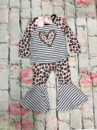 Pink/Leopard Striped 2pc