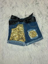 Load image into Gallery viewer, Gold Sequin Patch shorts