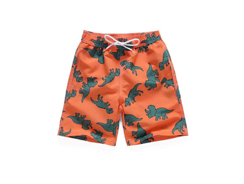 Orange Dino Swim Trunks