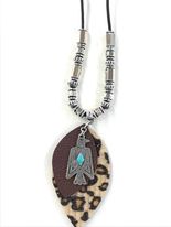 Load image into Gallery viewer, Leather Necklace w/ Leopard Pendent