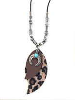 Load image into Gallery viewer, Leather Necklace w/ Leopard Pendent