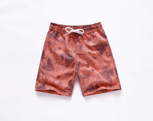 Coral Sailboat Swim trunks