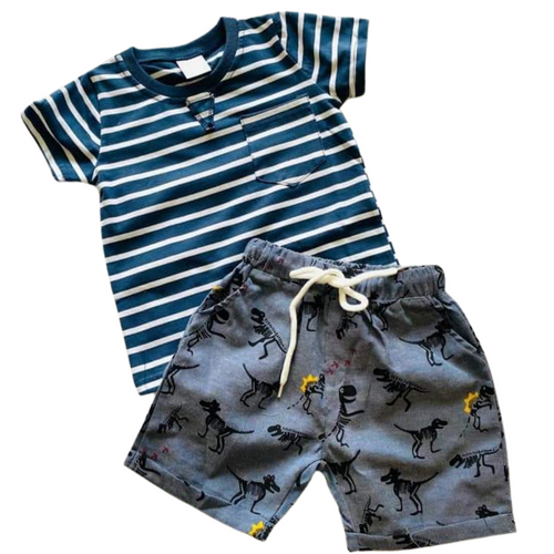 Boys Striped dino 2pc