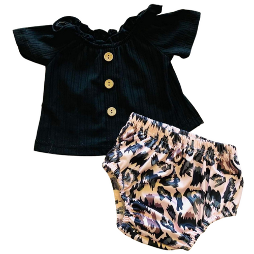 Black top w/leop bummies 2pc