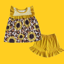 Sunflower/Leop Peplum Set