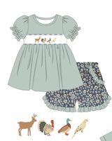 Girls Olive/Navy Wildlife 2PC