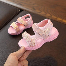 Load image into Gallery viewer, Kid&#39;s Velcro Glitter Sandals