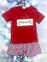 Boys Patriotic dog plaid set