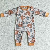 Gray/Orange Highland Cow Romper 31