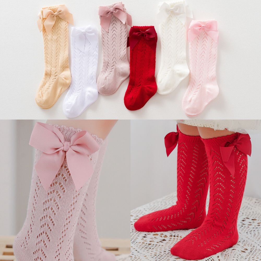 Knitted Crochet Bow Socks