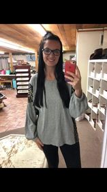 Gray/Leopard Waffle Top