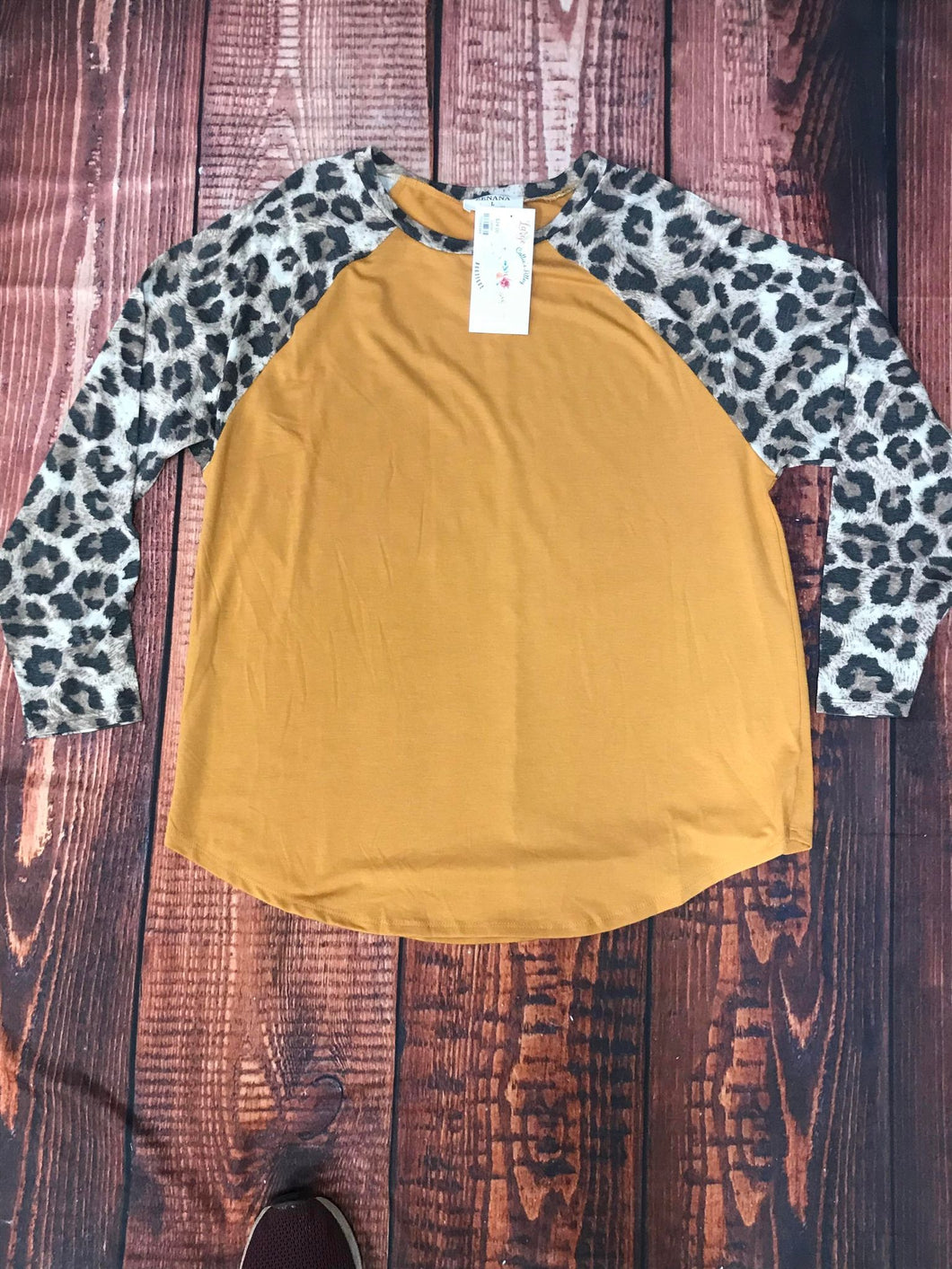 Mustard/Leopard LS Top