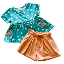 Polka Dot Flamingo Short Set