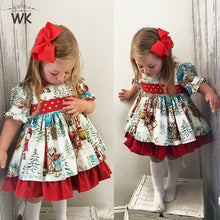 Load image into Gallery viewer, Christmas Scene Dress w/ Red Trim