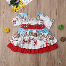 Load image into Gallery viewer, Christmas Scene Dress w/ Red Trim