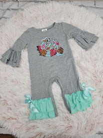 Grey/Mint Pumpkin Romper