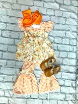 Orange Floral/Pumpkin Bell 2Pc